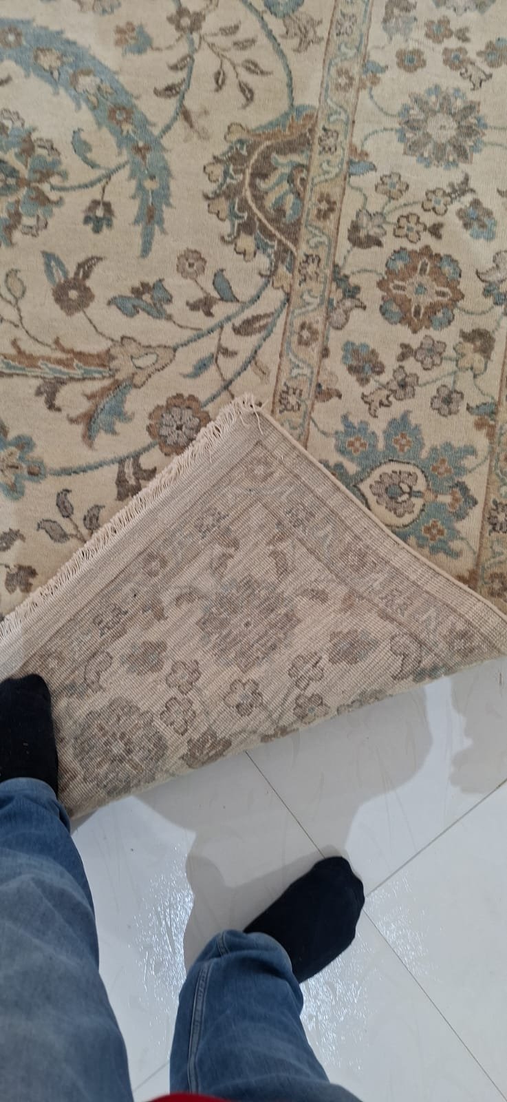 Detail view 4 of Classic Ivory Arabesque Wool Rug 8ft x 10ft